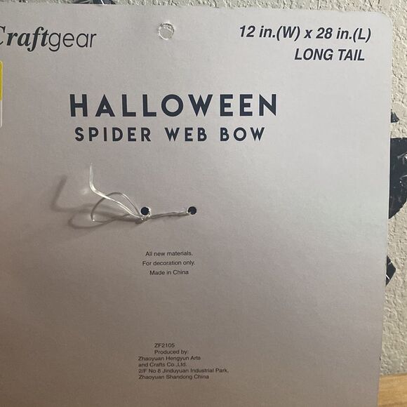 New Holiday Halloween Decor Black Silver Spider Web Large Bow 12 in width - Picture 3 of 3